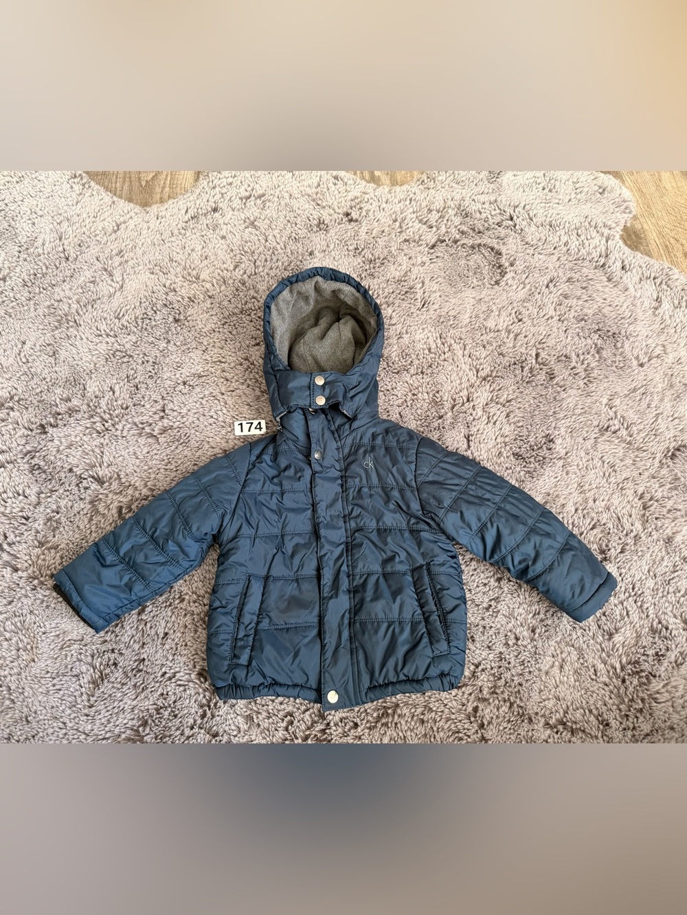 Calvin Klein Jeans Toddler Quilted Hooded Puffer Jacket - Dark Blue